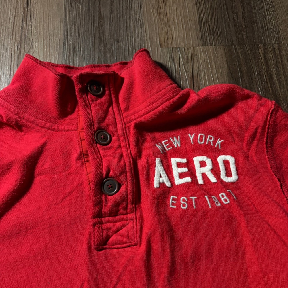 Aeropostale Mens Red Aero New York Est 1987 Long Sleeve Pullover Sweatshirt M - Picture 4 of 5
